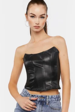 Faux Leather Bustier Top