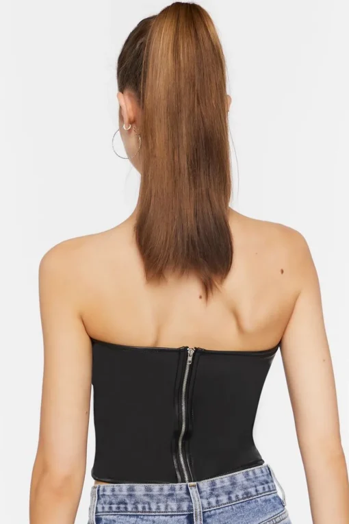 Faux Leather Bustier Top