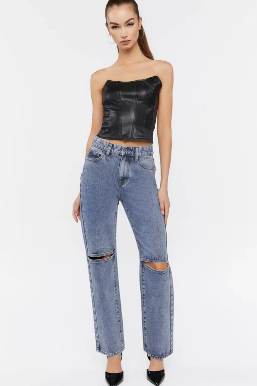 Faux Leather Bustier Top