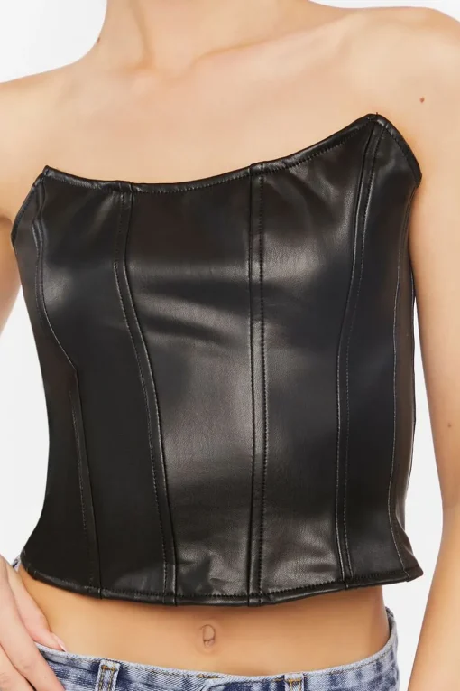 Faux Leather Bustier Top