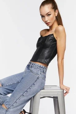 Faux Leather Bustier Top