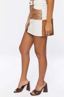 Faux Leather Colorblock Mini Skirt