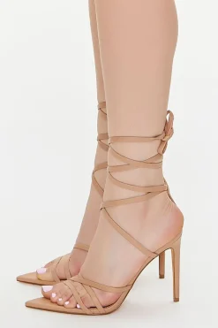 Faux Leather Lace-Up Stiletto Heels