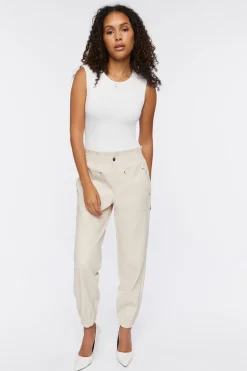 Faux Leather Mid-Rise Joggers