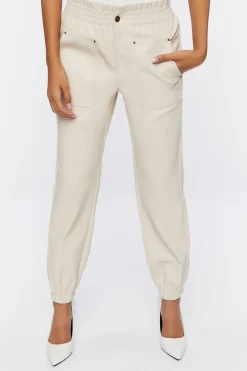 Faux Leather Mid-Rise Joggers