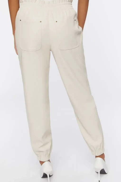Faux Leather Mid-Rise Joggers