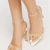 Faux Leather Pearl Stiletto Heels