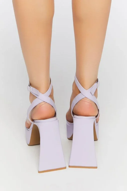 Faux Leather Platform Flare Heels