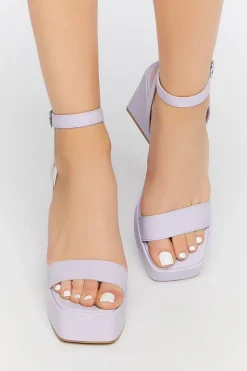 Faux Leather Platform Flare Heels