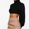 Faux Leather Ruched Mini Skirt
