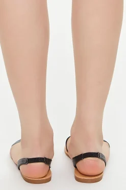 Faux Leather Slingback Sandals