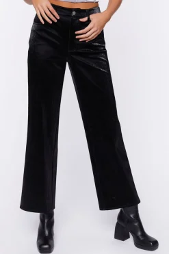Faux Leather Straight-Leg Pants