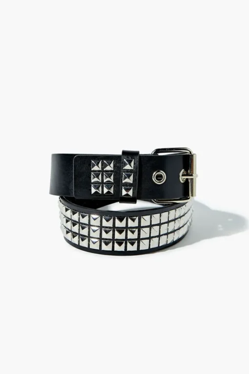 Faux Leather Studded Belt