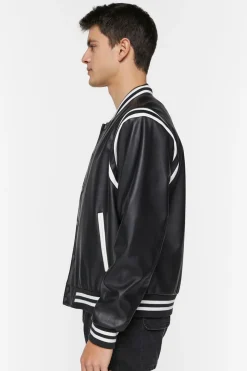 Faux Leather Varsity Jacket