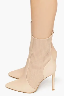 Faux Leather-Trim Sock Booties