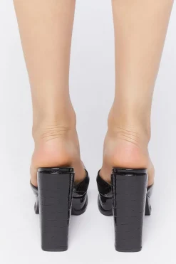 Faux Patent Croc Leather Heels