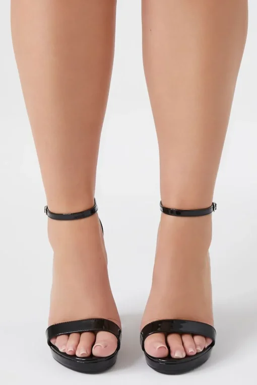 Faux Patent Leather Block Heels (Wide)