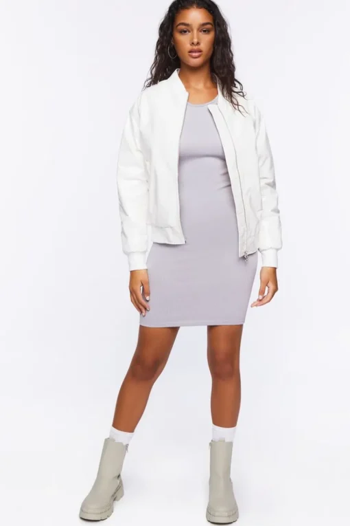 Faux Patent Leather Bomber Jacket