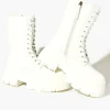 Faux Patent Leather Combat Boots