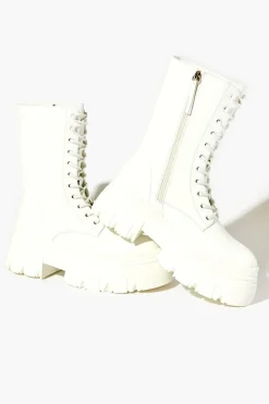 Faux Patent Leather Combat Boots