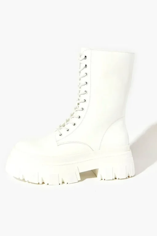 Faux Patent Leather Combat Boots
