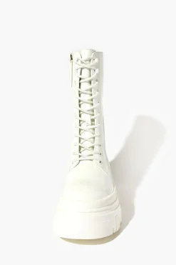 Faux Patent Leather Combat Boots
