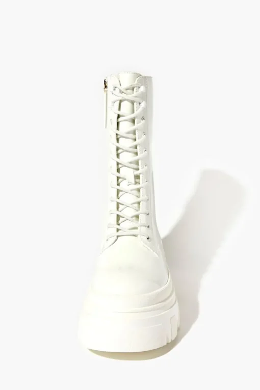 Faux Patent Leather Combat Boots