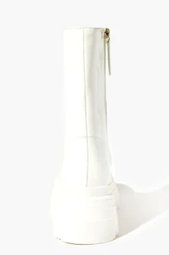 Faux Patent Leather Combat Boots