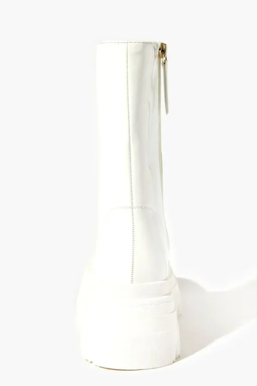 Faux Patent Leather Combat Boots