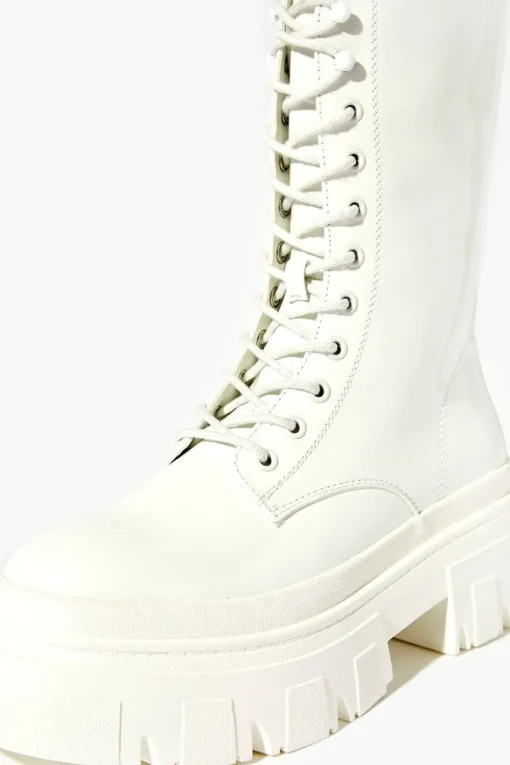 Faux Patent Leather Combat Boots