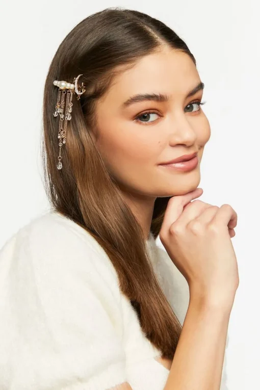 Faux Pearl Celestial Chain Gator Clip