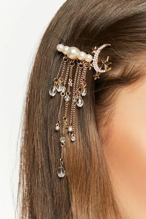 Faux Pearl Celestial Chain Gator Clip
