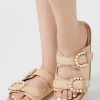 Faux Pearl Dual-Buckle Sandals