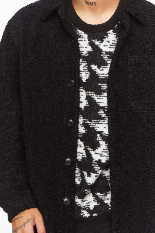 Faux Shearling Button-Up Jacket
