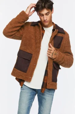 Faux Shearling Snap-Button Jacket