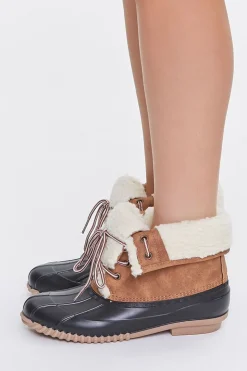 Faux Shearling-Lined Duck Booties