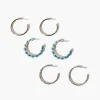 Faux Stone Hoop Earring Set