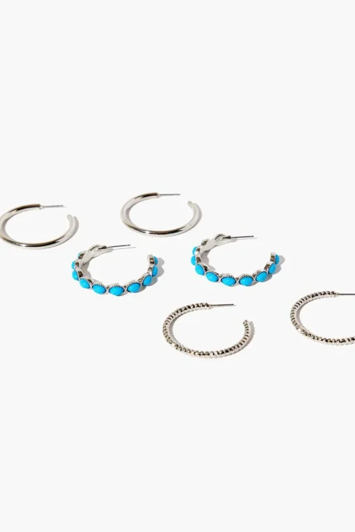 Faux Stone Hoop Earring Set