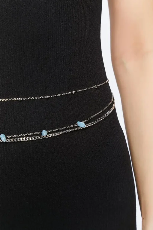 Faux Stone Layered Belly Chain