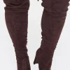 Faux Suede Block Heel Boots (Wide)