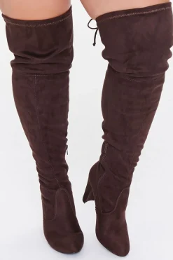 Faux Suede Block Heel Boots (Wide)