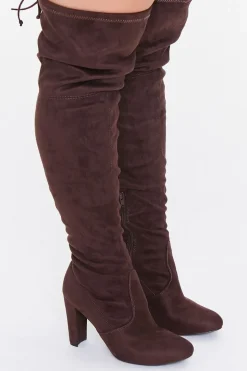Faux Suede Block Heel Boots (Wide)