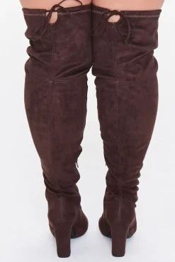 Faux Suede Block Heel Boots (Wide)