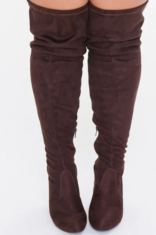 Faux Suede Block Heel Boots (Wide)