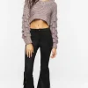 Faux Suede Fringe Flare Pants