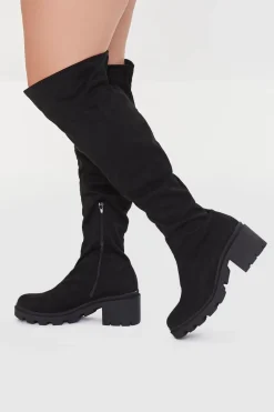 Faux Suede Knee-High Boots (Wide)