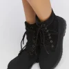 Faux Suede Lace-Up Booties