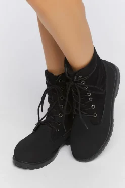 Faux Suede Lace-Up Booties