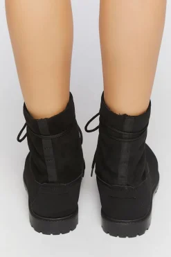 Faux Suede Lace-Up Booties