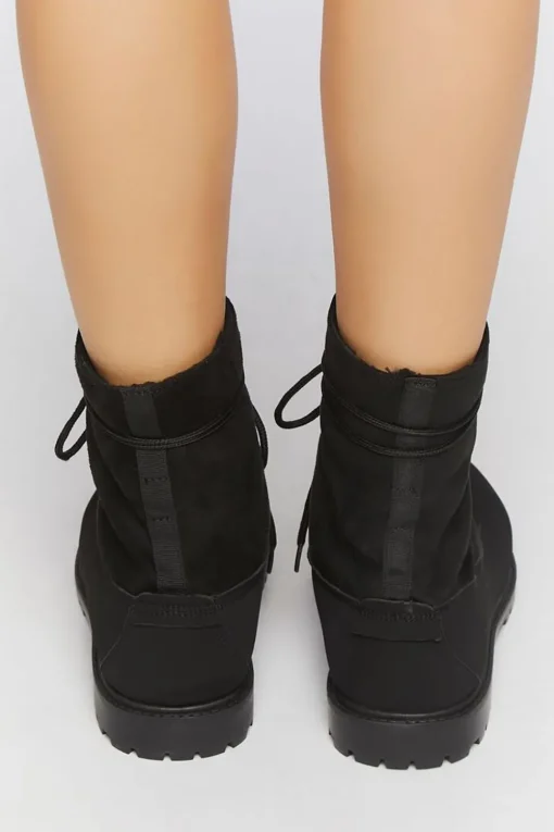 Faux Suede Lace-Up Booties